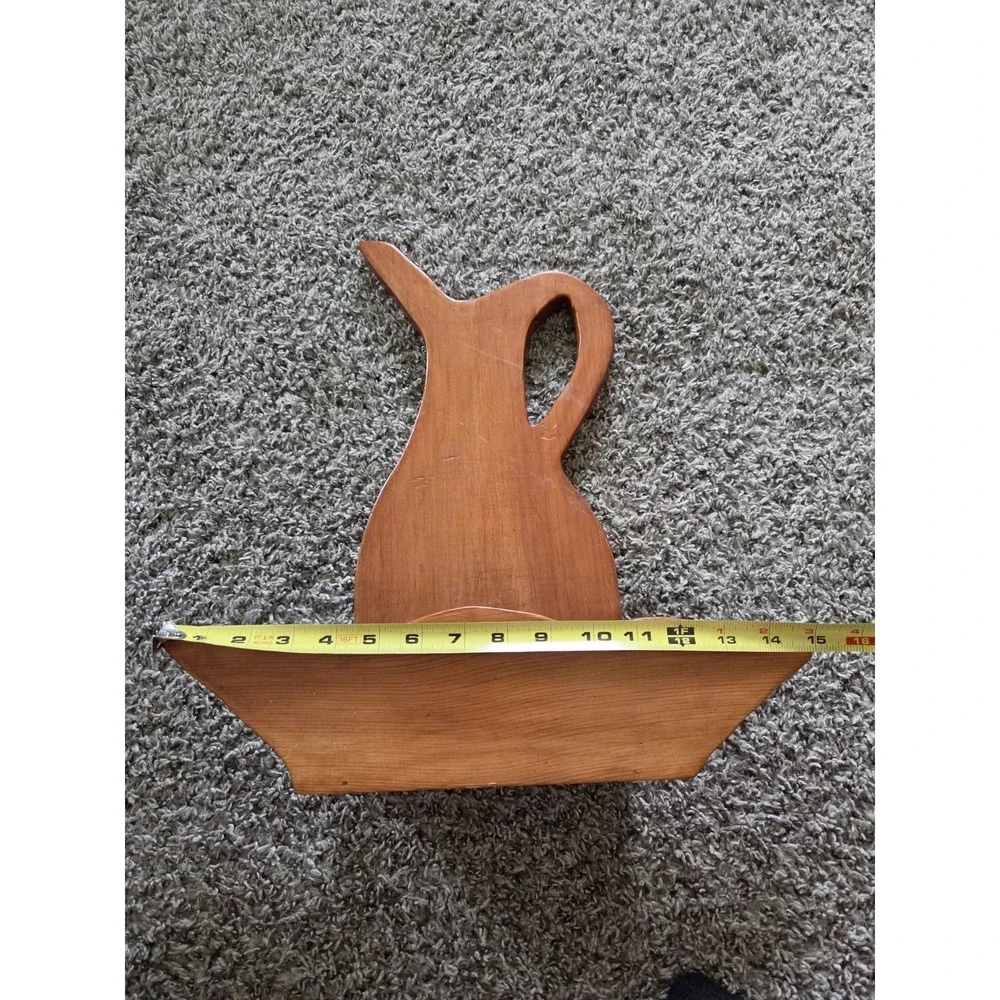 Vintage Wood Planter Pitcher & Pocket Flower Holder Wall Hang Table Top Handmade